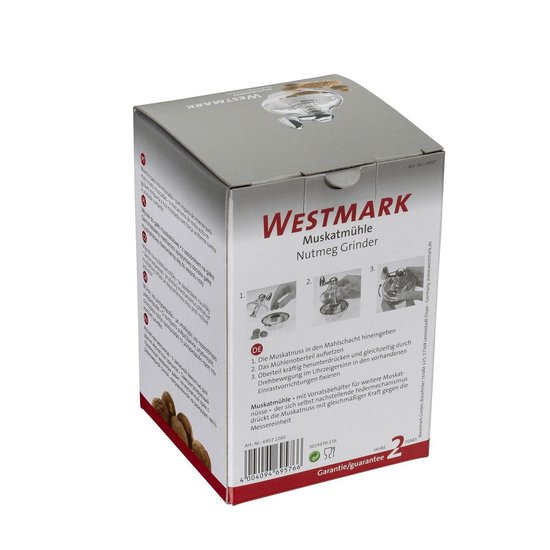 Westmark Nootmuskaatmolen, met opslagruimte, kunststof/roestvrij staal, zilver/doorzichtig, 69572260