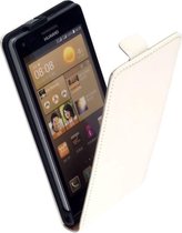 LELYCASE Creme Lederen Flip Case Cover Hoesje Huawei Ascend G6