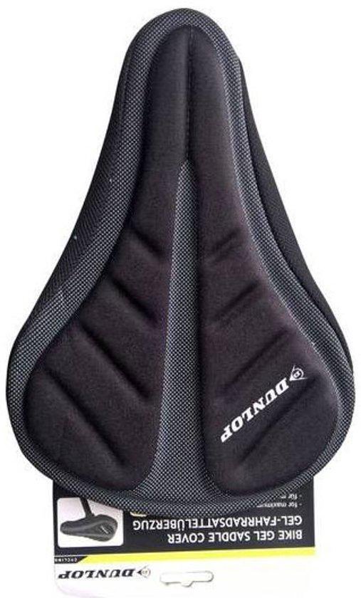 Dunlop Fietszadelhoes Gel - Hoes voor Fietszadel - Zadelcover - Fietsen zonder Zadelpijn - Gelzadel - Beschermt Zadel Slijtage - met Trekkoord voor Bevestiging - 28 x 20 CM - Zwart - Dunlop