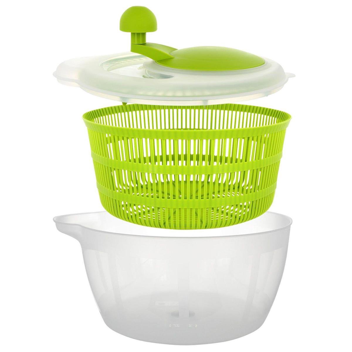 GEFU Saladecentrifuge SPEEDWING | roestvrij staal 26 cm | sladroger met kabeltoegang en stopknop | 5 l volume & vaatwasmachinebestendig, zilver
