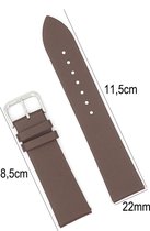 Horlogeband Leer- 22mm Aanzetmaat - Met Gladde Oppervlak + Push Pin - Donker Bruin - Sarzor