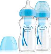 Dr. Brown's Options+ Anti-colic Bottle | Brede Halsfles 270 ml duopack blauw