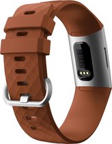 YONO Bandje geschikt voor Fitbit Charge 4/3 – Siliconen – Bruin – Small