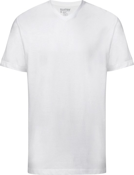 Slater 3500 - BASIC 2-pack T-shirt V-hals korte mouw wit S 100% katoen