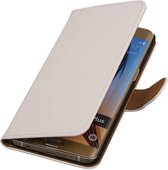 Effen Bookstyle Hoes Geschikt voor Samsung Galaxy S6 Edge Plus G928T Wit