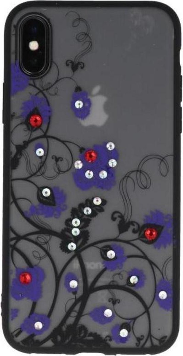 Paars Diamant Bloemen Back Cover Hoesje voor iPhone X