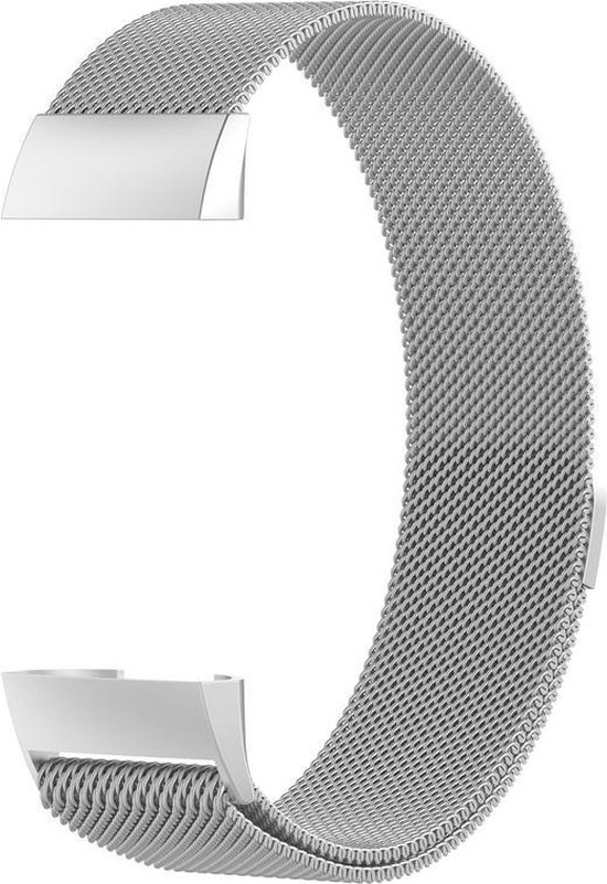 SmartphoneClip® Milanees Zilver Bandje geschikt voor Fitbit Charge 3 / Charge 4