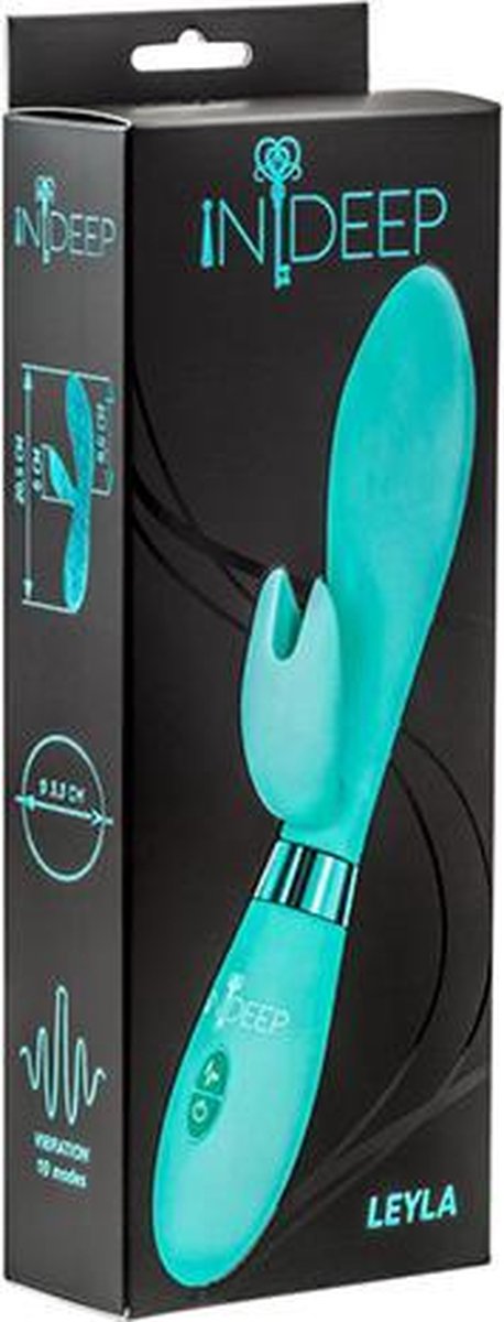 Indeep - Vibrator Leyla - 10 vibratie standen - 100% Ultrasoft Silicone - Vaginaal & Clitoraal - Turquoise
