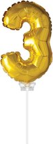 Ballon folie 3 goud met stokje 40cm