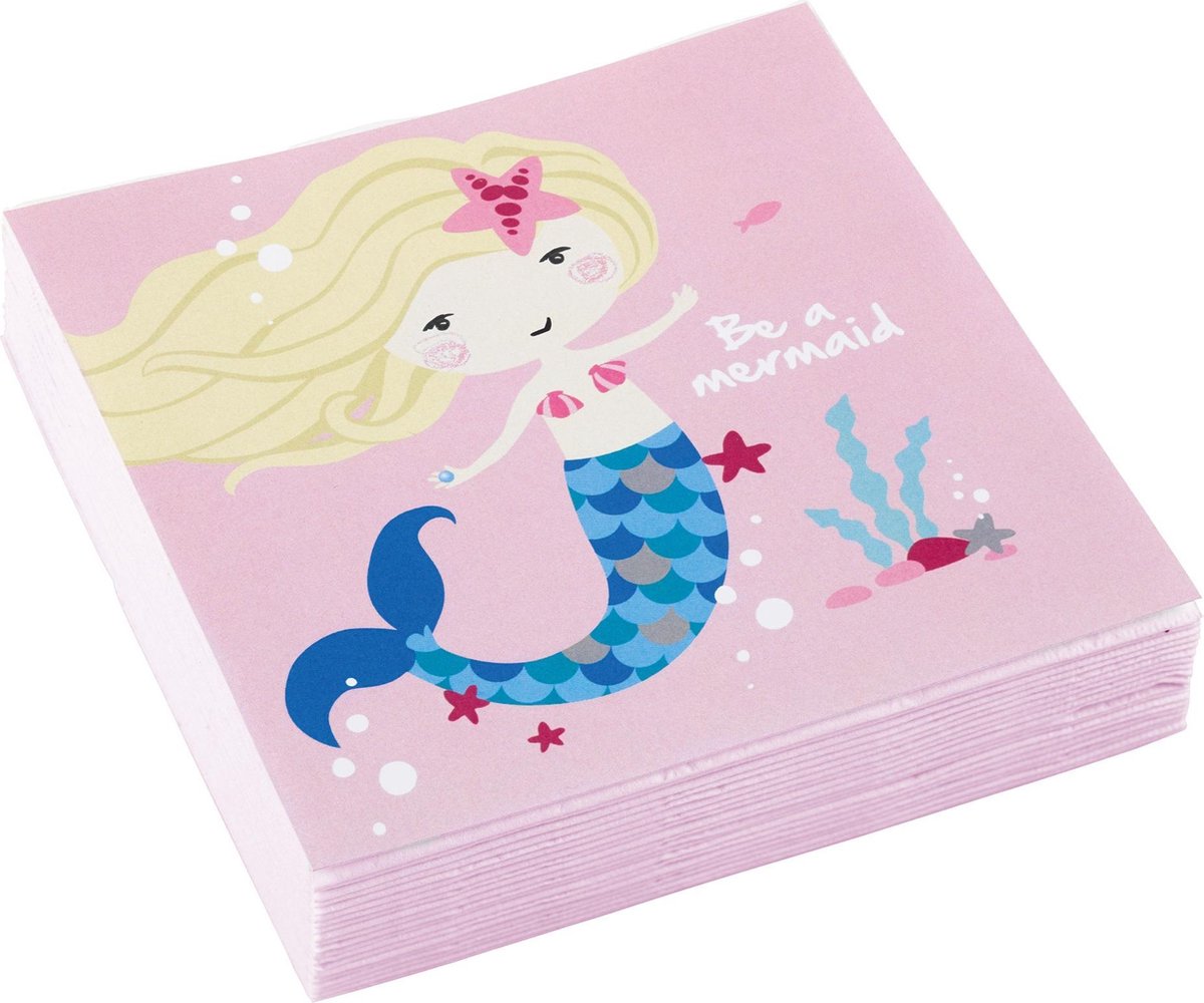 Amscan Servetten Zeemeermin 25 X 25 Cm Papier Roze 10 Stuks
