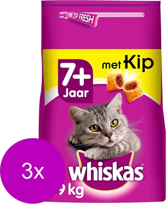 Whiskas Brokjes Senior Kip – Kattenvoer – 3 X 1.9 Kg