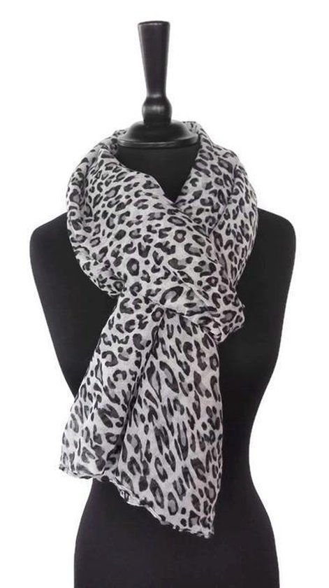Dames sjaal luipaard print grijs zwart - dierenprint dames sjaal panter  print grijs... | bol.com