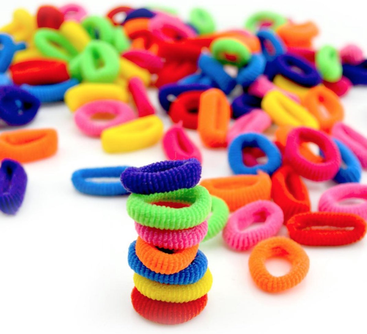 Happy Color Haar Elastiekjes – Kinderen – Mixed Kleuren | 60 Stuks