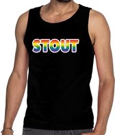 Stout gay pride tanktop/mouwloos shirt zwart voor heren S