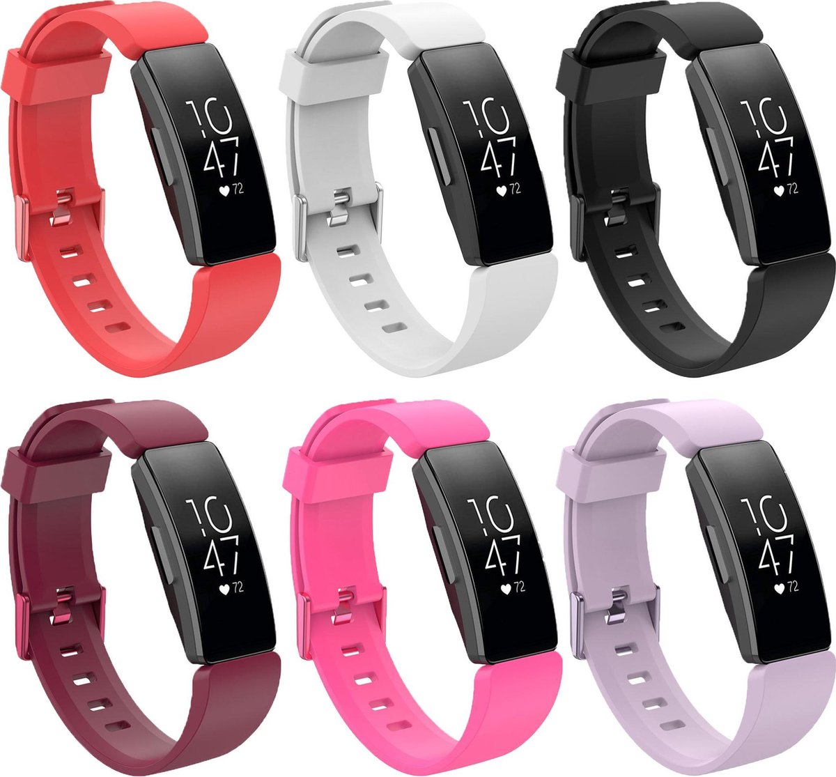 KELERINO. Siliconen bandje geschikt voor Fitbit Inspire (HR) - 6-pack - Lente - Small