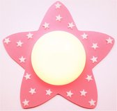 Funnylight baby en kinder lamp LED vrolijke ster roze - Trendy plafonniere voor de kids slaapkamer met witte glow in the dark sterren