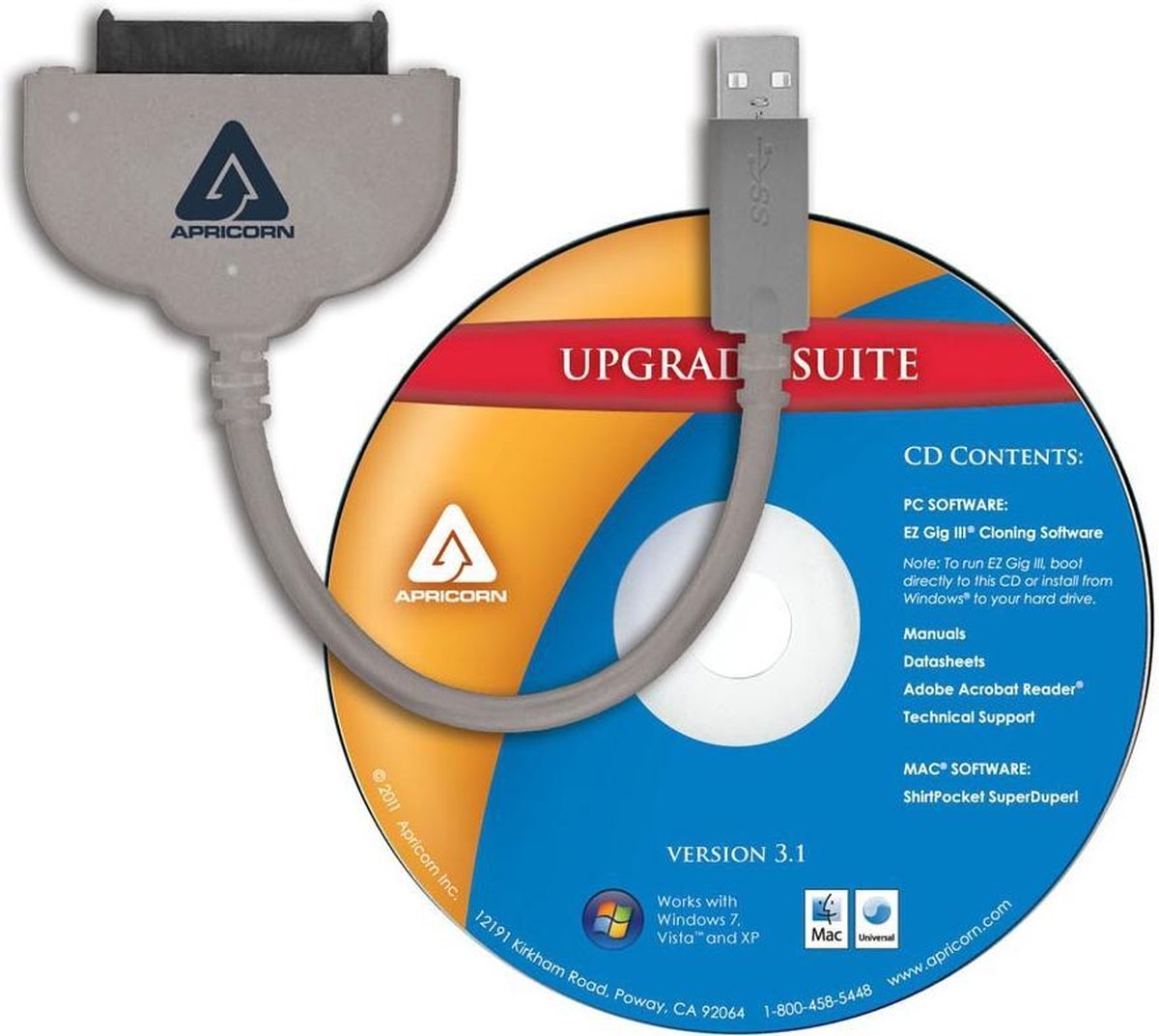 Apricorn SATA - USB kabel naar elke 2.5" harde schijf