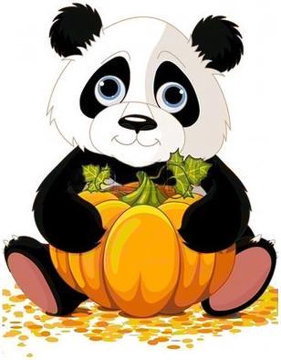 WIZARDI DIAMOND PAINTING PANDA WITH PUMPKIN