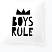 | Kussenhoes Zwart Wit Boys Rule| Kinderkamer| 45 x 45 cm
