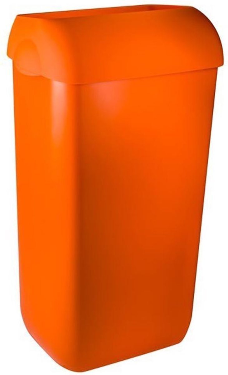 WillieJan Marplast afvalbak – Oranje – 23 liter – met hidden cover – muurbevestiging of vrijstaand