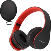 PowerLocus P1 draadloze Over-Ear Koptelefoon Inklapbaar - Bluetooth - Met microfoon – Zwart/Rood