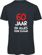 60 jaar verjaardag - T-shirt 60 jaar en alles voor elkaar | L | Zwart