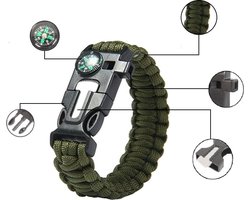 Survival paracord armband met 5 functies
