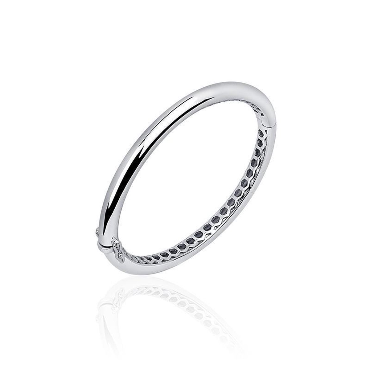 Jewels Inc. - Armband - Bangle Rond Gepolijst - 6mm Breed - Maat 68 - Gerhodineerd Zilver 925