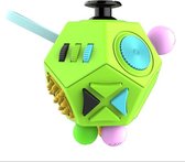 Fidget Cube Box XXL met 12 speelkanten Groen Blauw Geel Roze