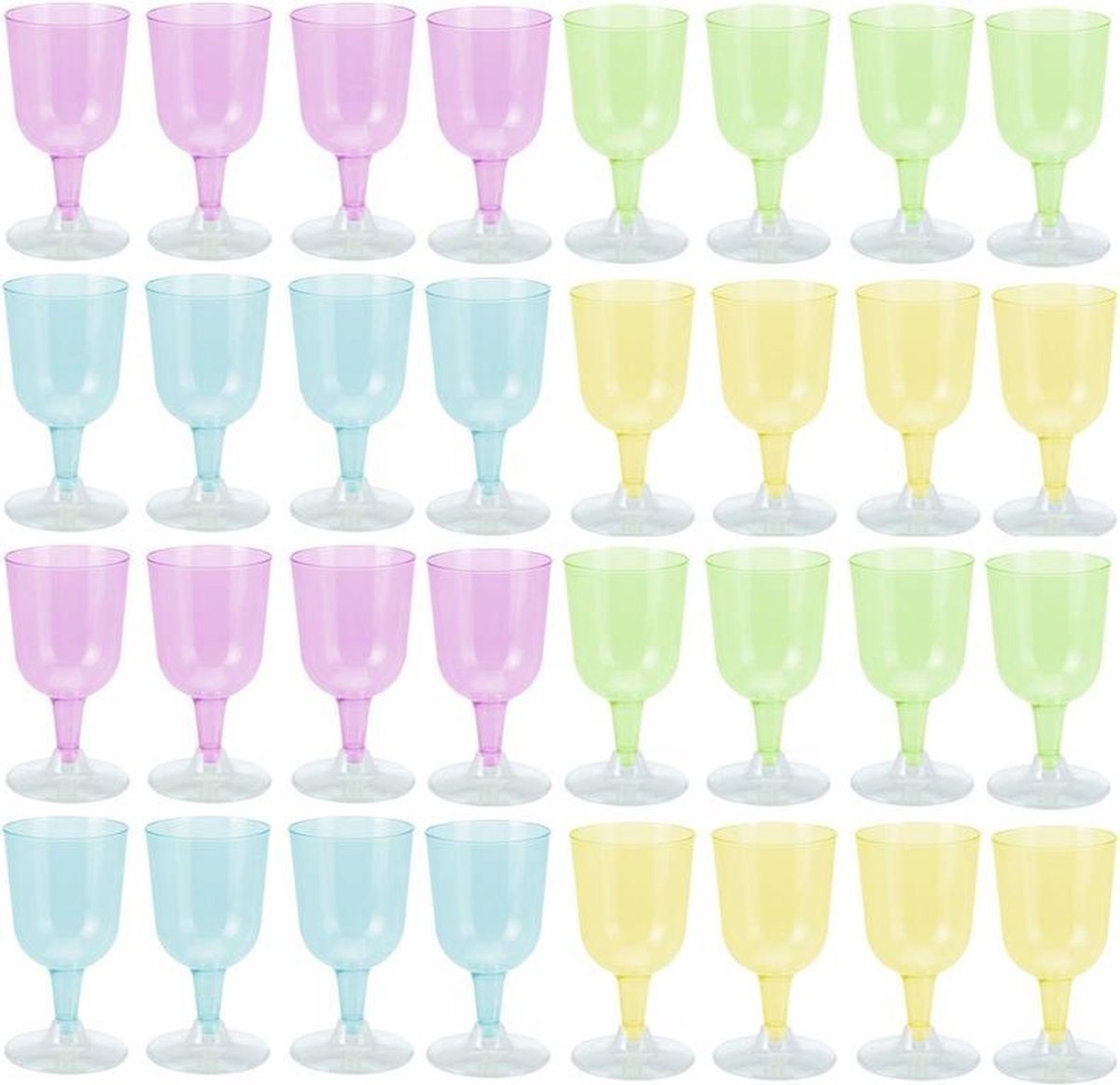 Contour Omgaan met mouw 32x Gekleurde plastic wijnglazen 170 ml - Kunststof wegwerp glazen voor  wijn | bol.com