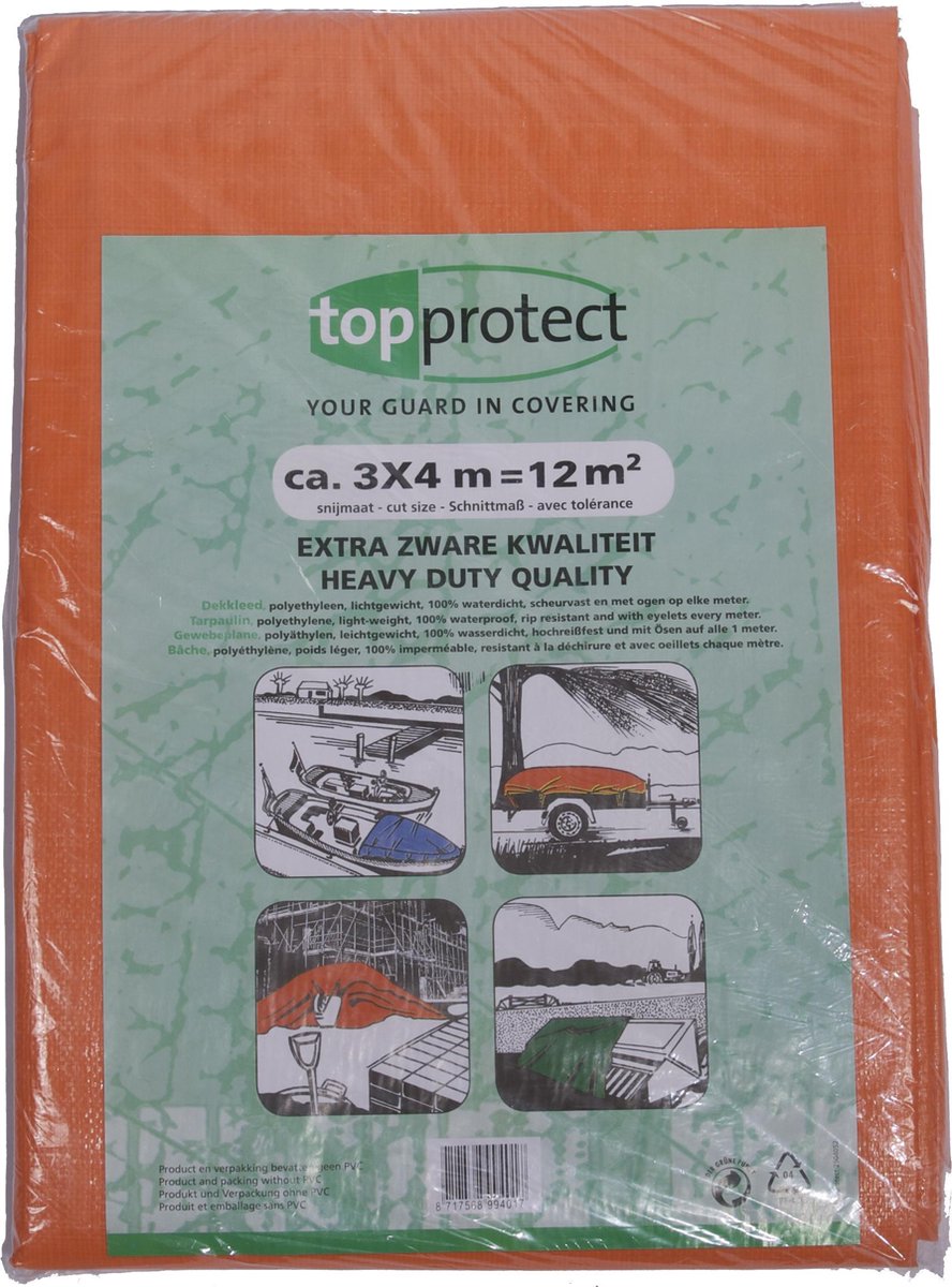Oranje afdekzeil bache bouwzeil 3x4m 150gr/m²