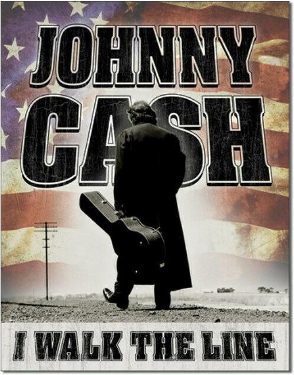 Wandbord - Johhny Cash - I Walk The Line -30x40cm