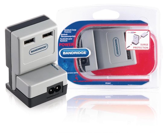 Bandridge Notebook Surge 2 prise AC(s) 110-240 V Zwart Grijs
