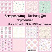 Scrapbooking Kit Baby Girl - Paper elements 8,5 x 8,5 inch - 20,5 x 20,5 cm