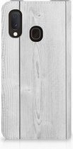 Geschikt voor Samsung Galaxy A20e Book Wallet Case White Wood