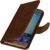 Mobieletelefoonhoesje.nl - Samsung Galaxy S6 Hoesje Hout Bookstyle  Bruin