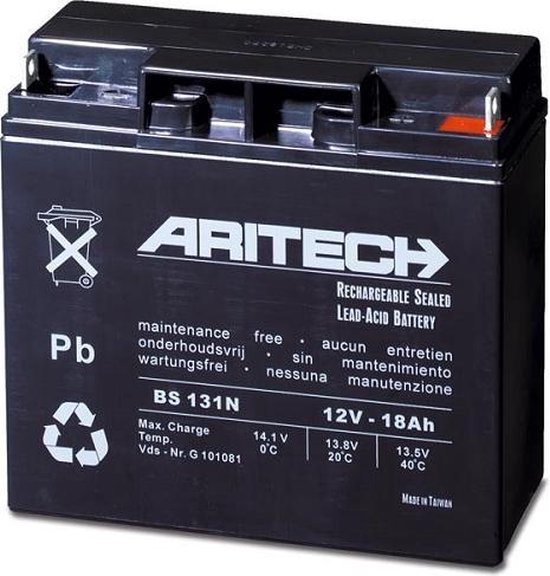 kubus Emuleren Democratie Aritech BS131N 12 Volt onderhoudsvrije accu/batterij 18Ah | bol.com