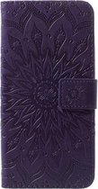 Shop4 - Samsung Galaxy M20 (Power) Hoesje - Wallet Case Zonnebloem Paars