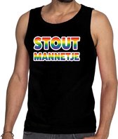 Stout mannetje gay pride tanktop/mouwloos shirt zwart heren 2XL