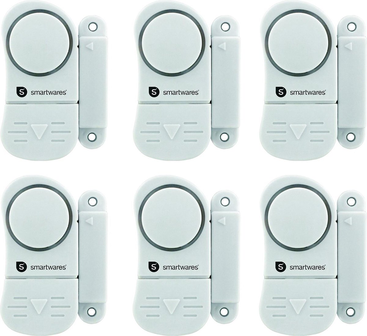 SMARTWARES set van 6 compacte magnetische alarmsystemen voor deuren, ramen, kastjes etc. - Smartwares
