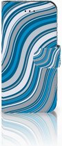 Bookcase Geschikt voor iPhone 7/8 en Geschikt voor iPhone SE 2020 Hoesje Design Waves Blue