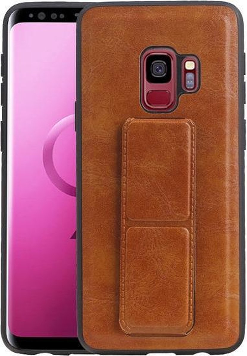 Grip Stand Hardcase Backcover voor Samsung Galaxy S9 Bruin