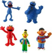 Sesamstraat speelfiguren set - Bert en Ernie - Koekiemonster - Grover - Elmo (Ca 6-8 cm)