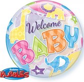 Folieballon - Welcome baby boy - Bubble - 56cm - Zonder vulling