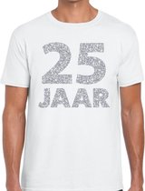 25 jaar zilver glitter verjaardag/jubilieum kado shirt wit heren XL