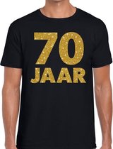 70 jaar goud glitter verjaardag t-shirt zwart heren - verjaardag / jubileum shirts S