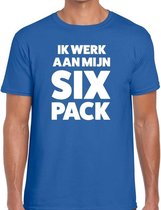 Ik werk aan mijn SIX Pack heren T-shirt blauw L