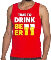 Time to drink Beer tekst tanktop / mouwloos shirt rood L