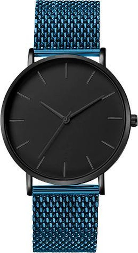 Premium Mesh Watch Blue Black - Milanees Horloge Blauw Zwart - Metaal Staal - 38mm – STRAEPPA 45179