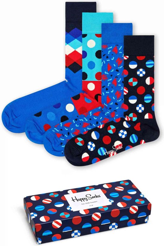 Happy Socks - Navy Gift Box in rood-wit-blauw - Unisex - Maat: 41-46